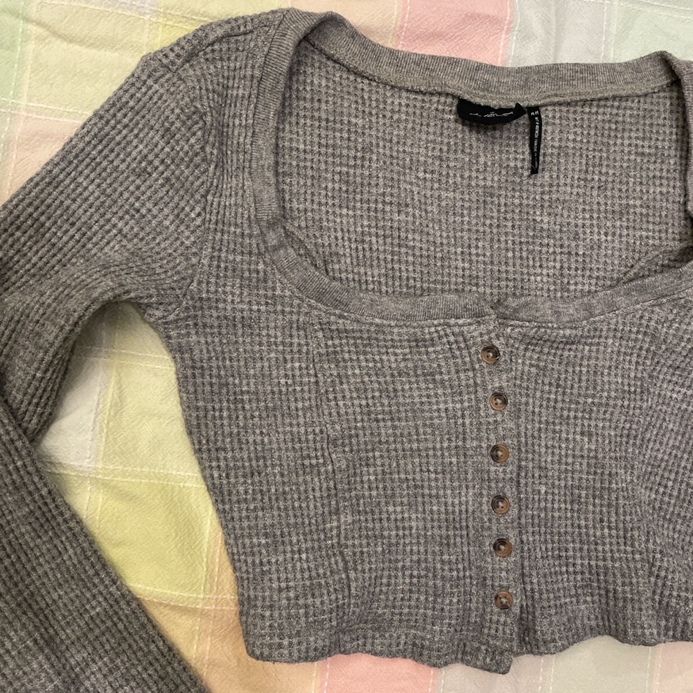 Urban outfitters size M 
Out From Under Dani Rainbow Waffle Fitted Cardigan